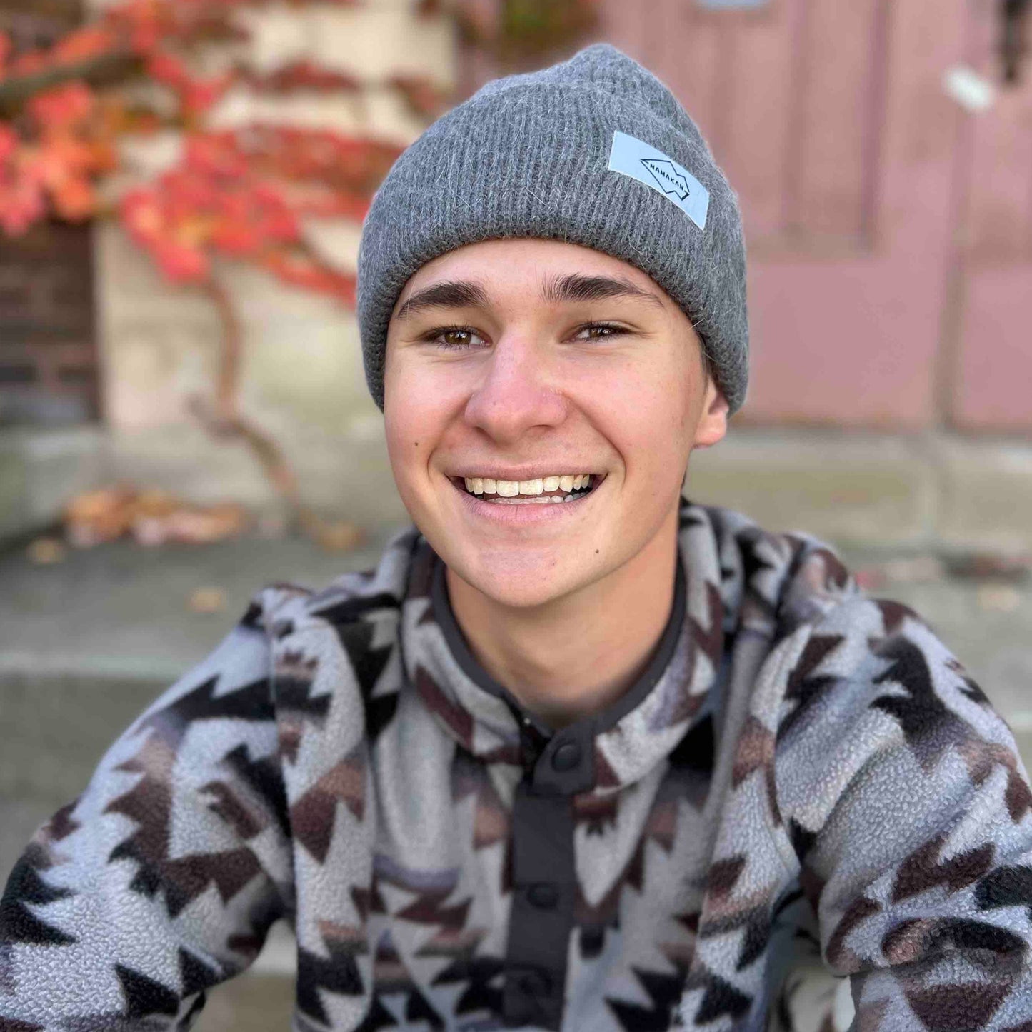 Gray Angora Beanie Hat