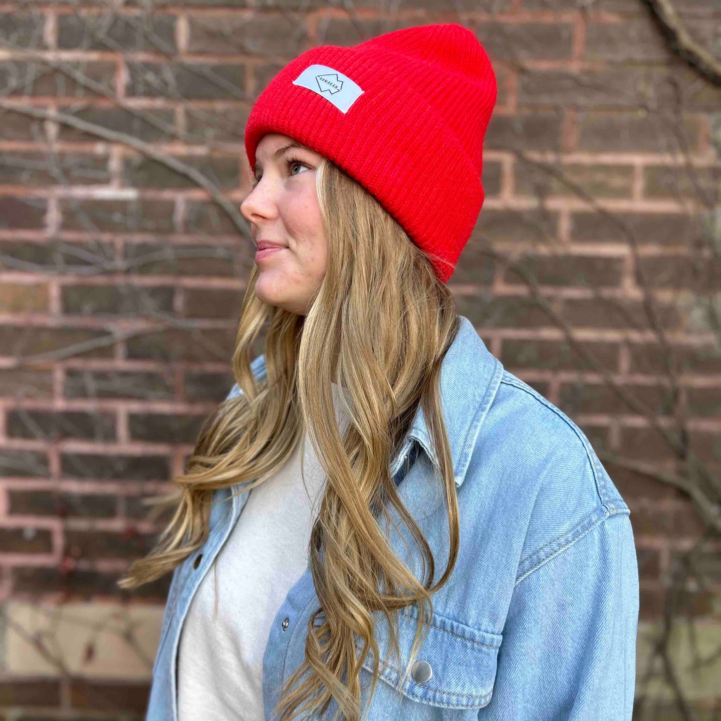 Red Angora Beanie Hat