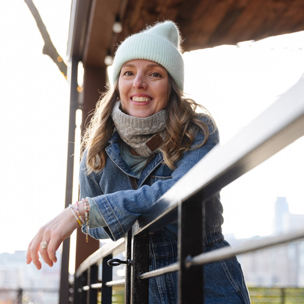 Mint Angora Beanie Hat