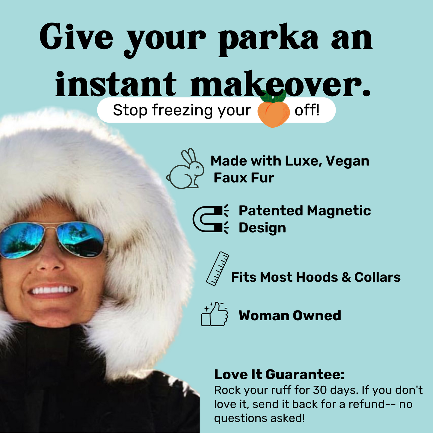 Gray Faux Fur Ruff
