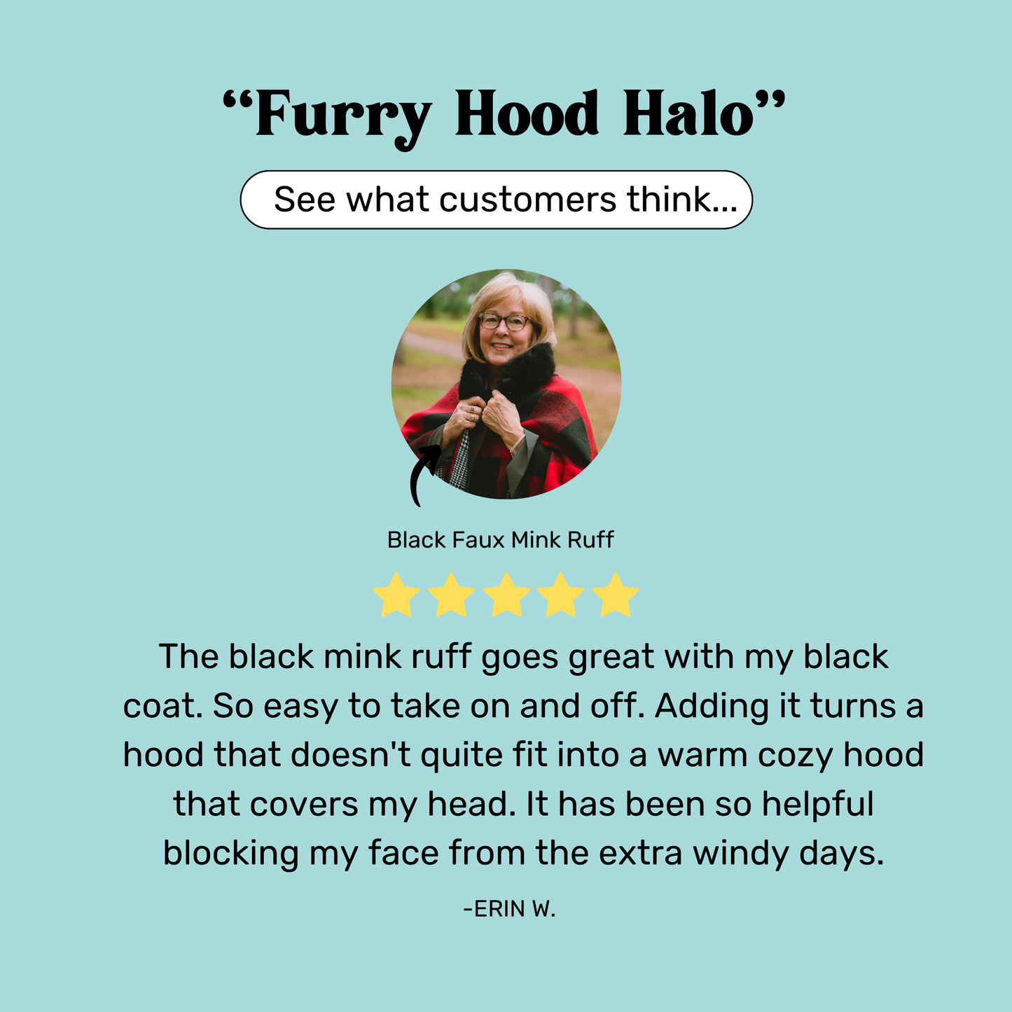 Black Faux Mink Ruff