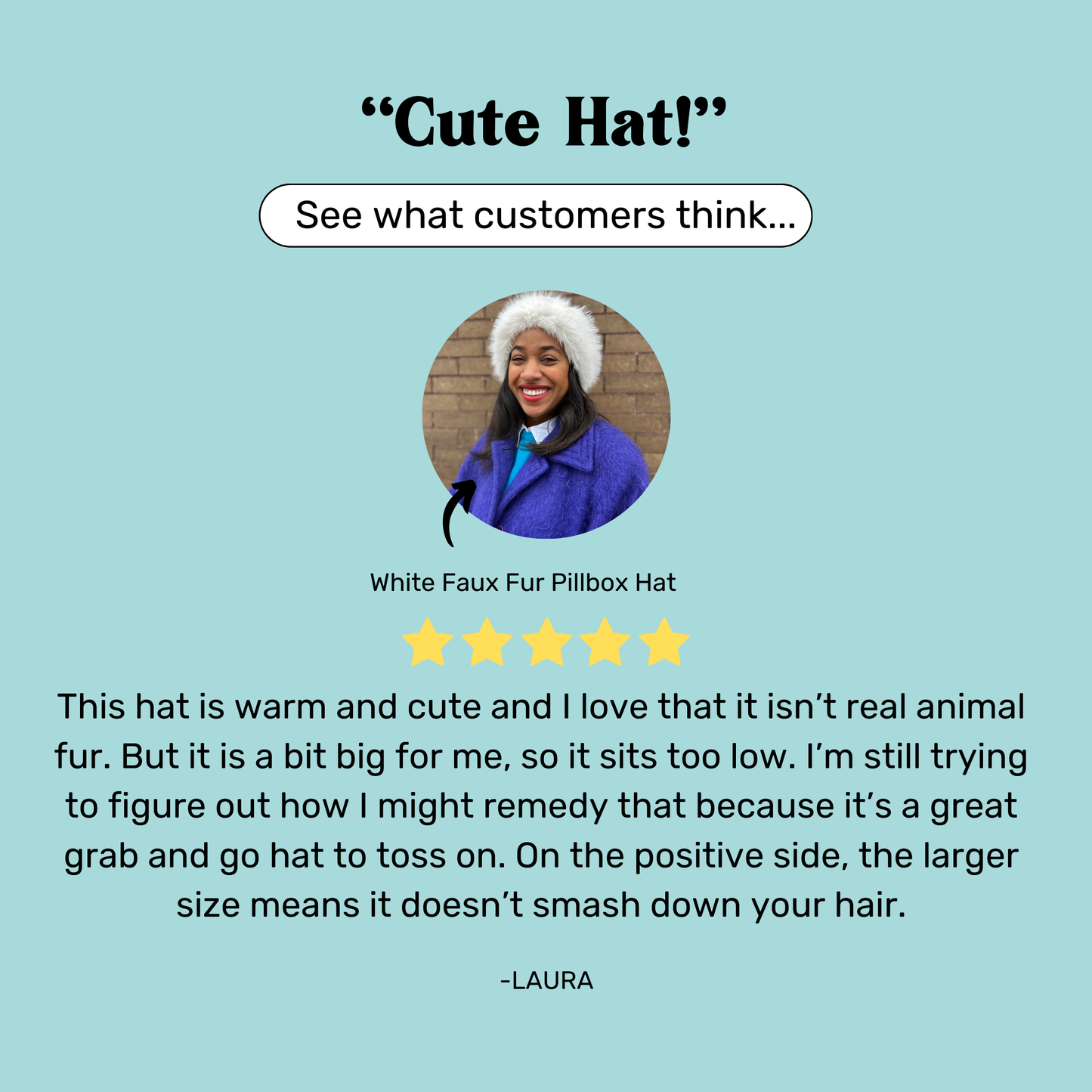 Pillbox Hat Black Faux Fur