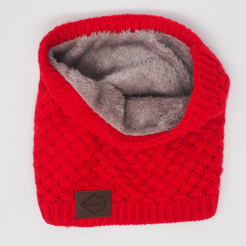 Cozy Lined Basketweave Neck Warmer in Red