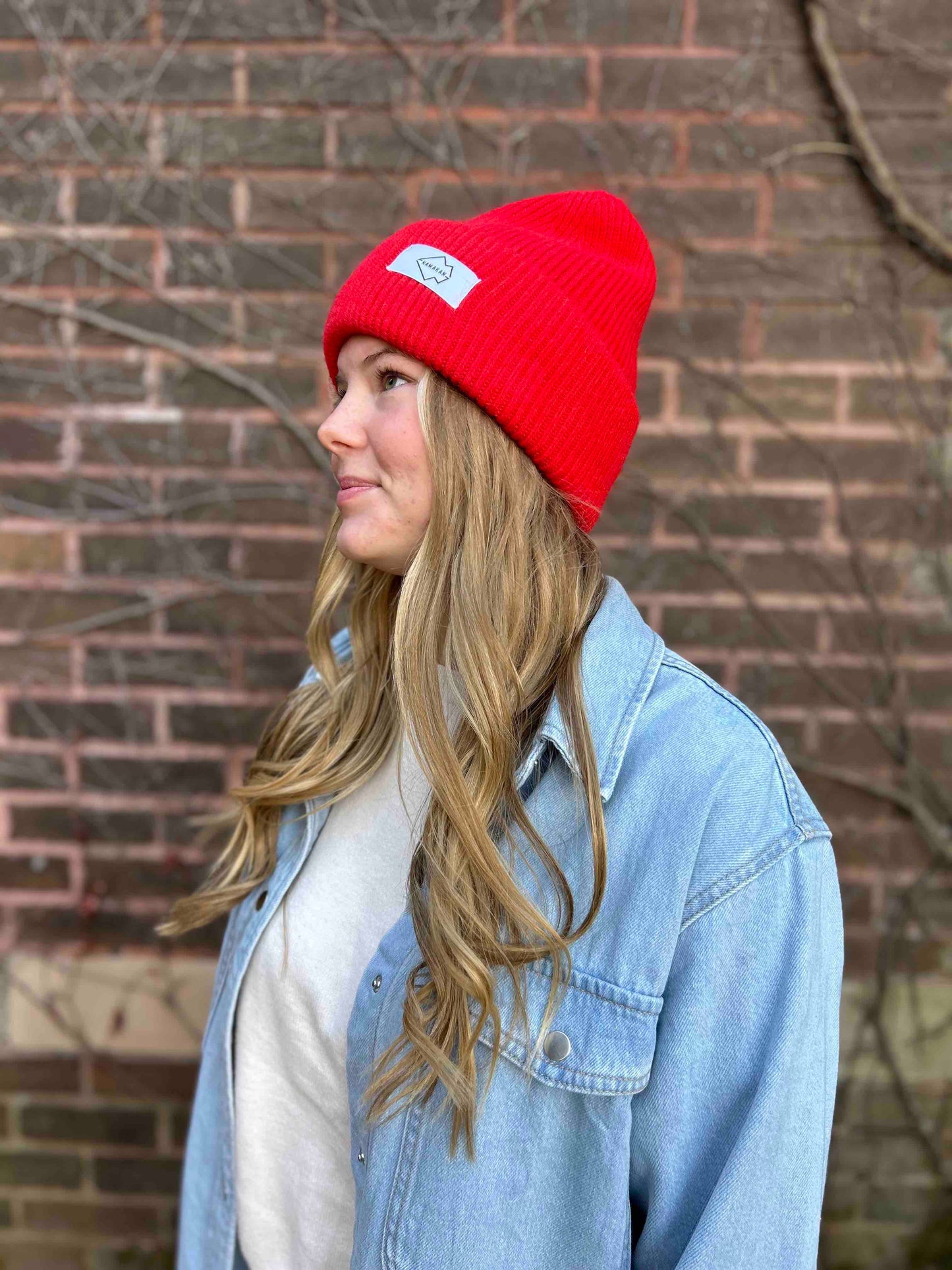 Red Angora Beanie Hat