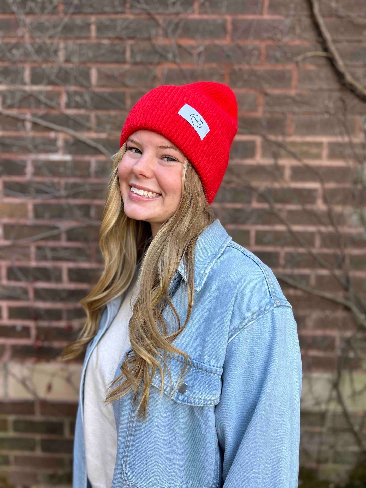 Red Angora Beanie Hat