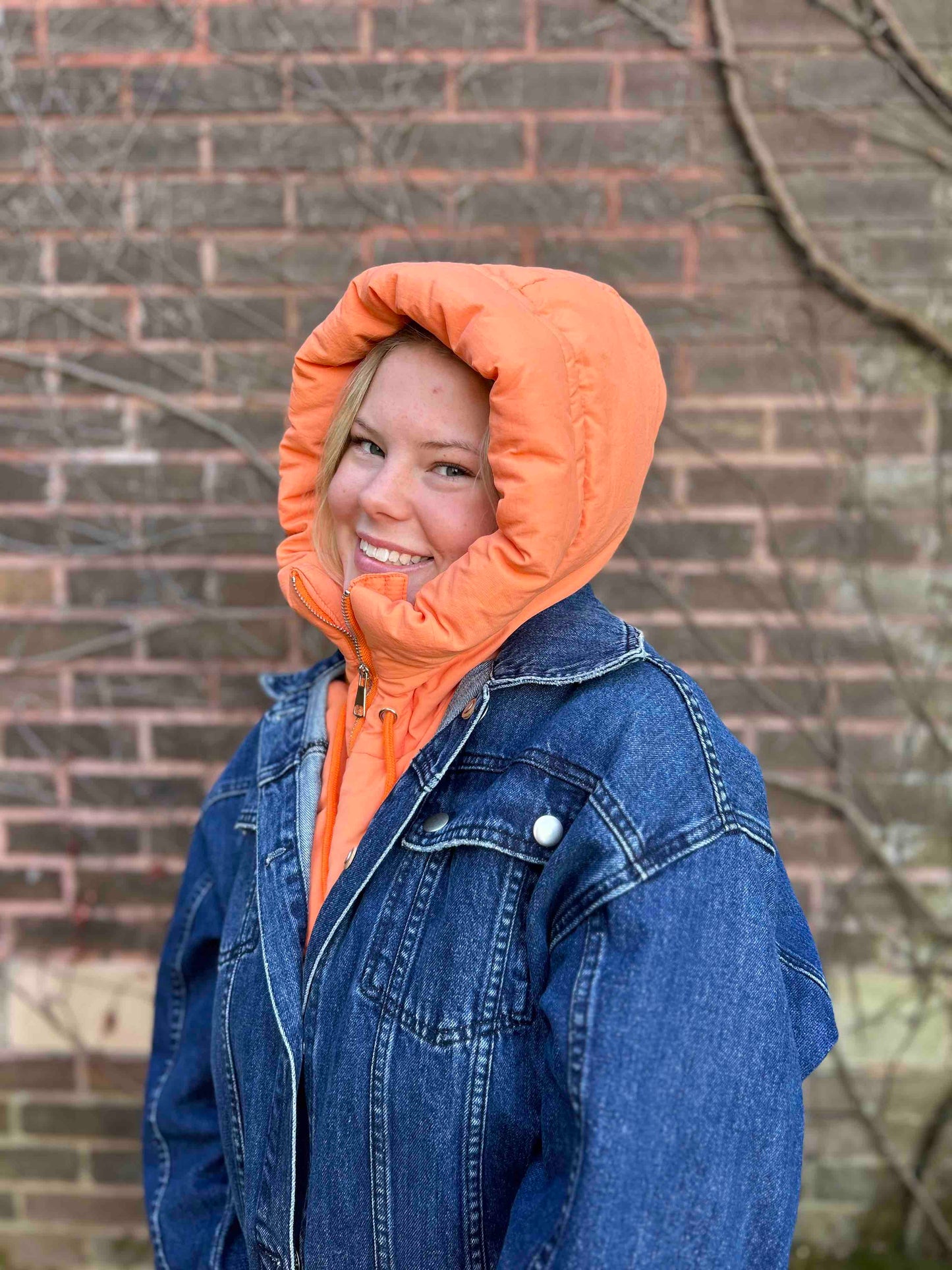 Matte Orange Puffer Balaclava