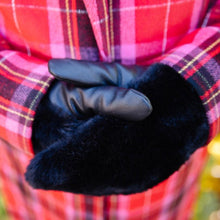 Black Leather + Faux Fur Driving Mittens