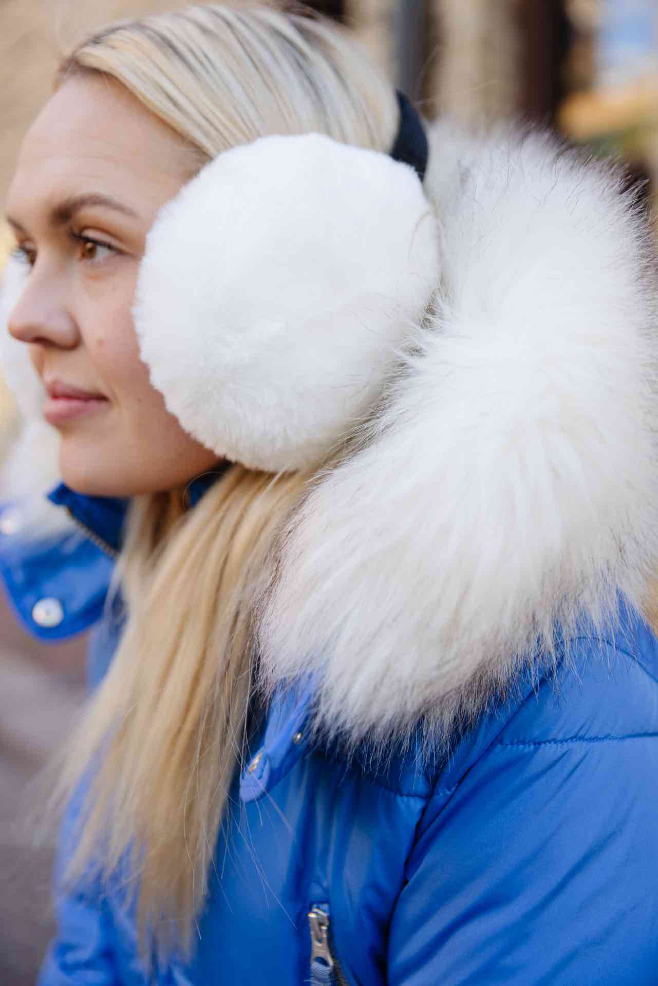White Faux Fur Earmuffs