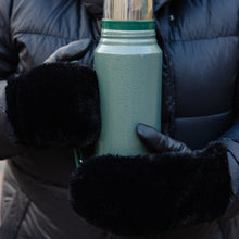 Black Leather + Faux Fur Driving Mittens