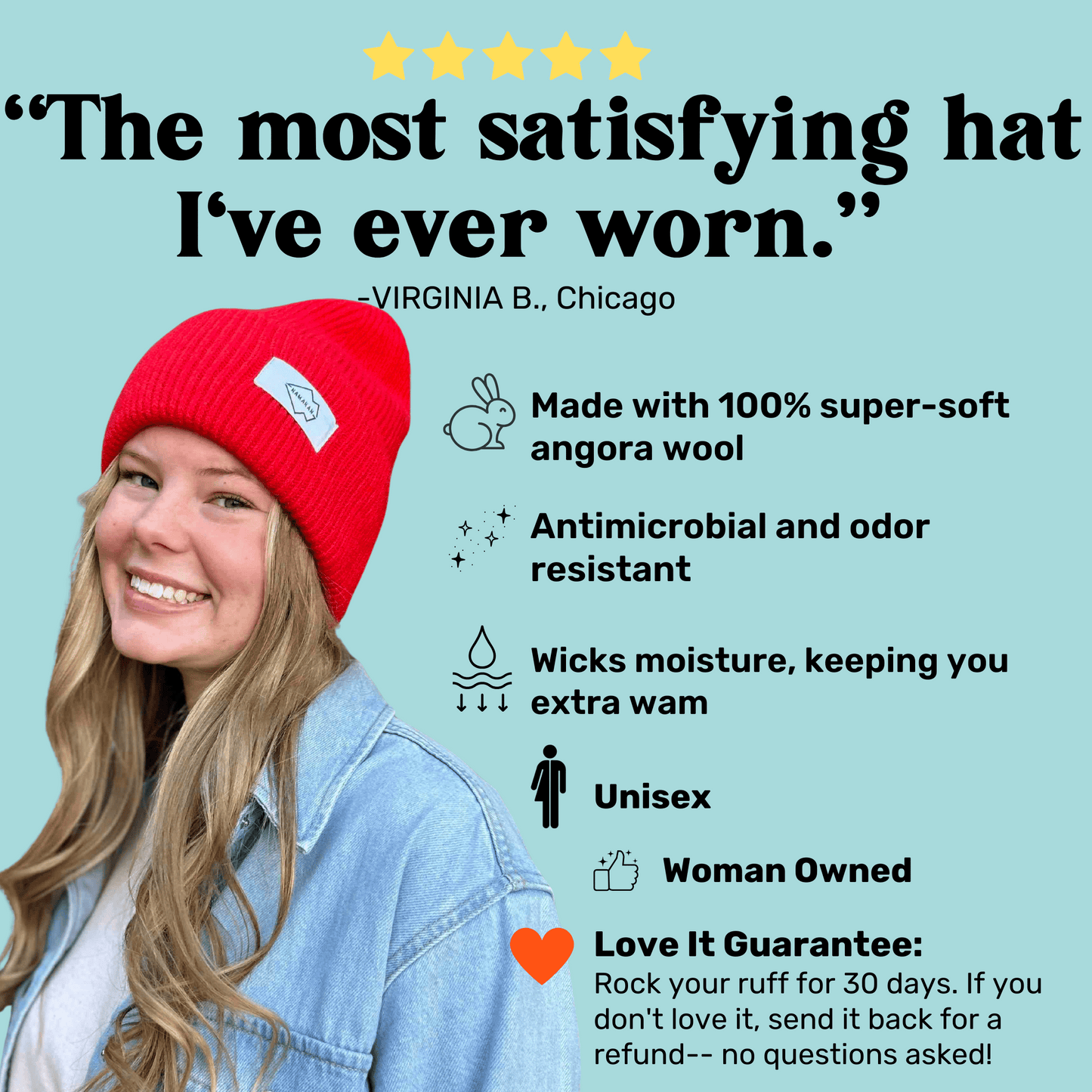 Mint Angora Beanie Hat