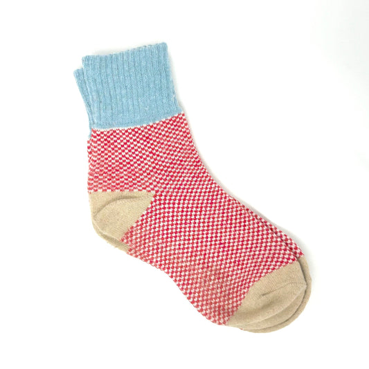 Red & blue wool socks