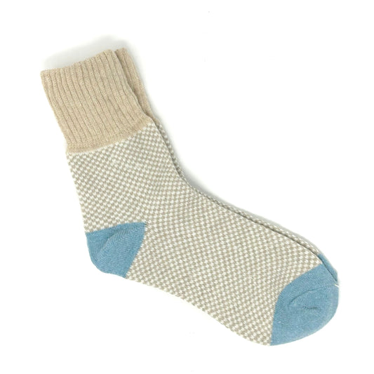 Blue & Tan Color Block Wool Socks