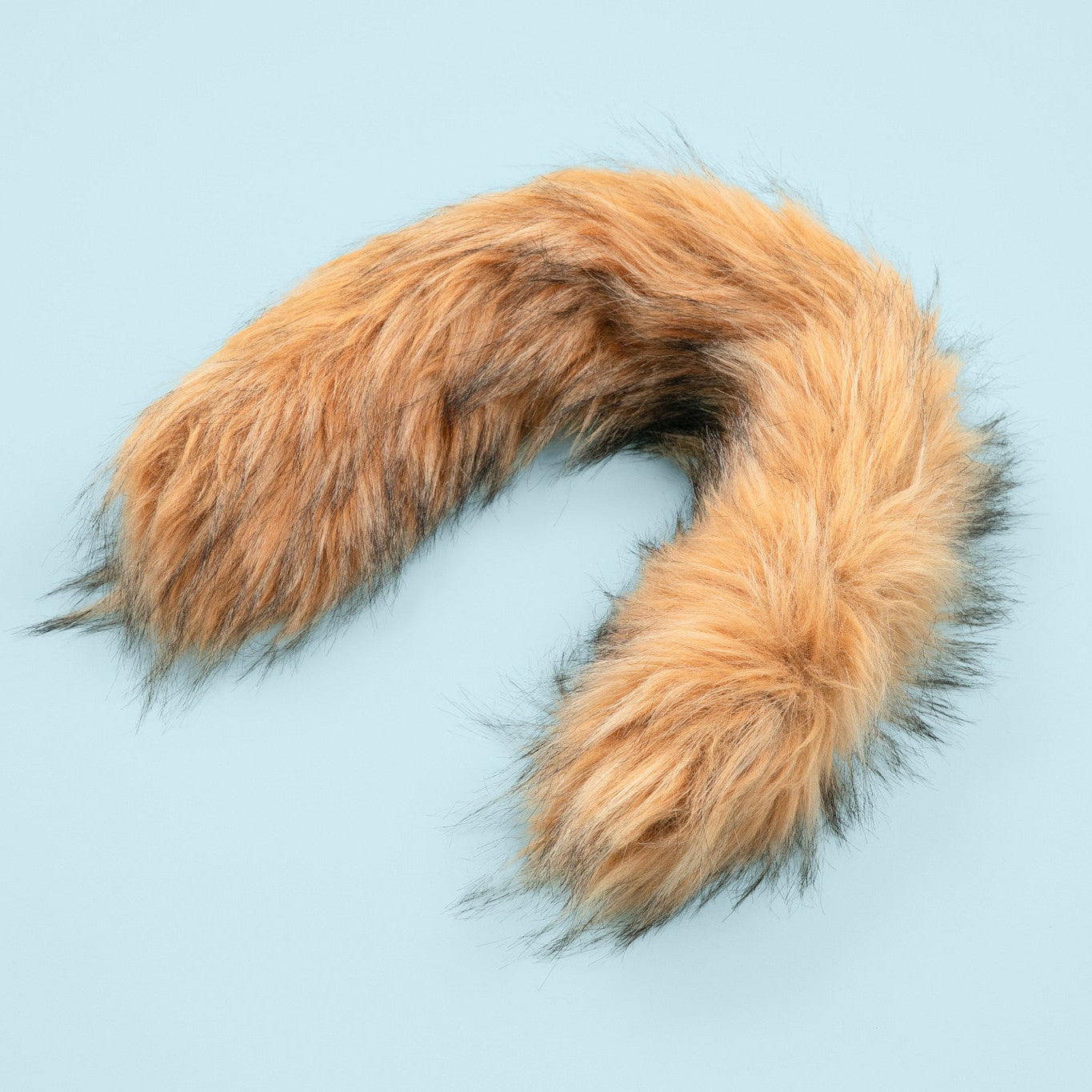 faux fur ruff on a light blue background