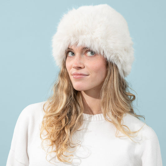 White Faux Fur Pillbox Hat