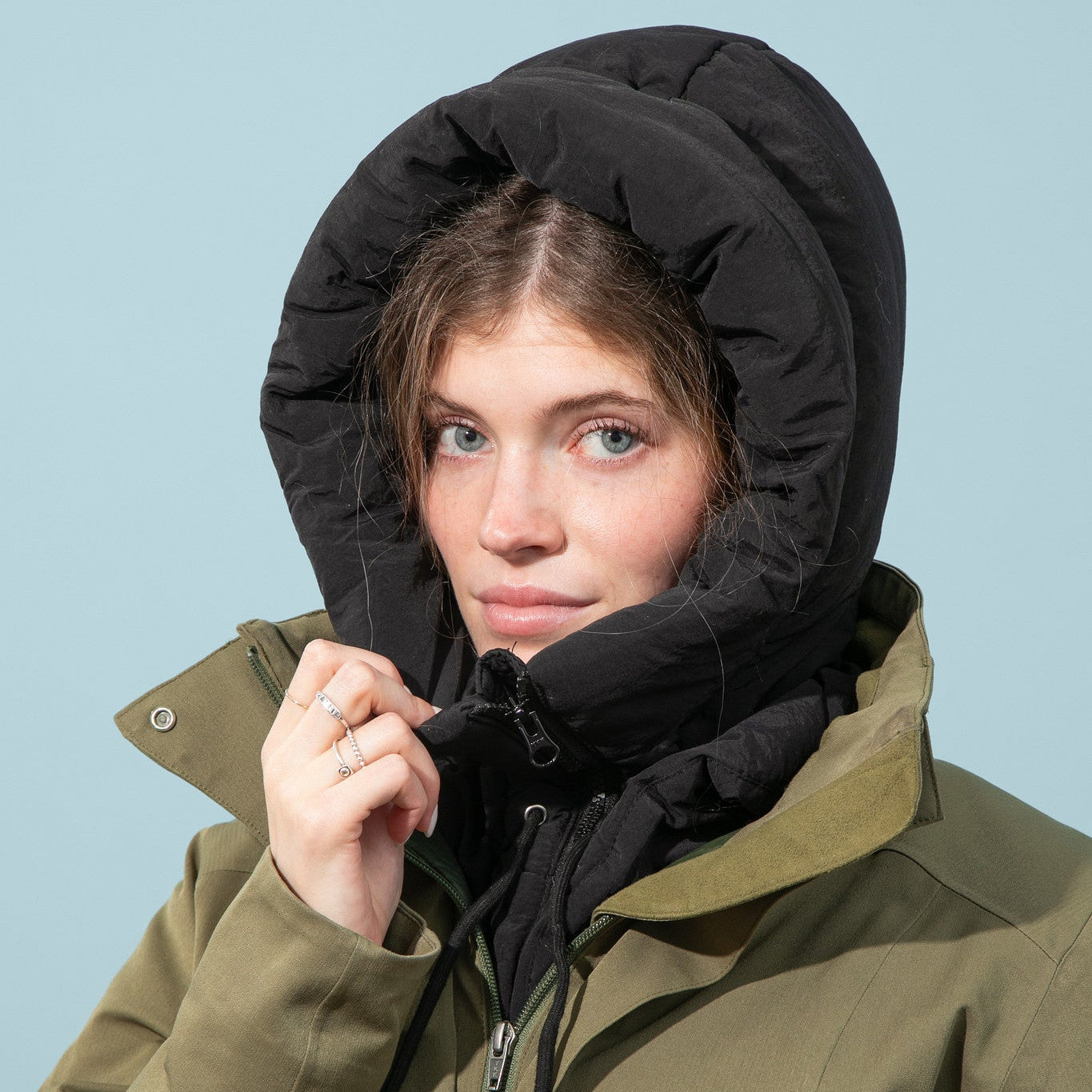Puffer Balaclava in Black