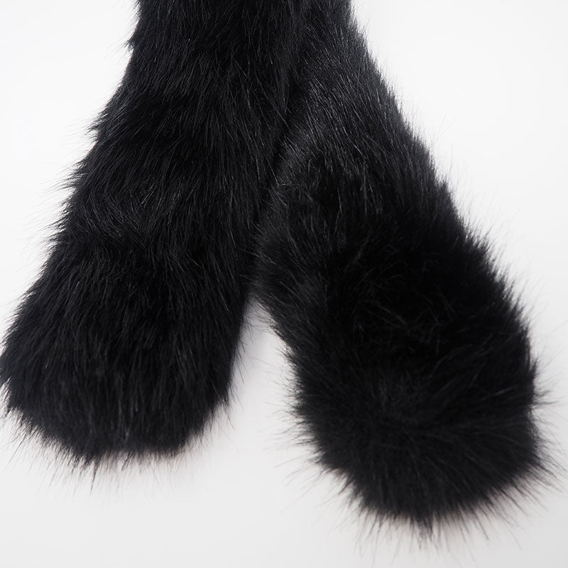 Black Faux Mink Ruff