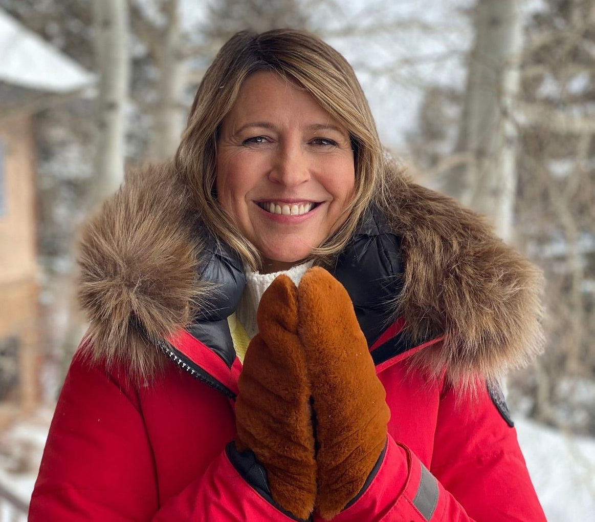 Cognac Brown Leather + Faux Fur Driving Mittens