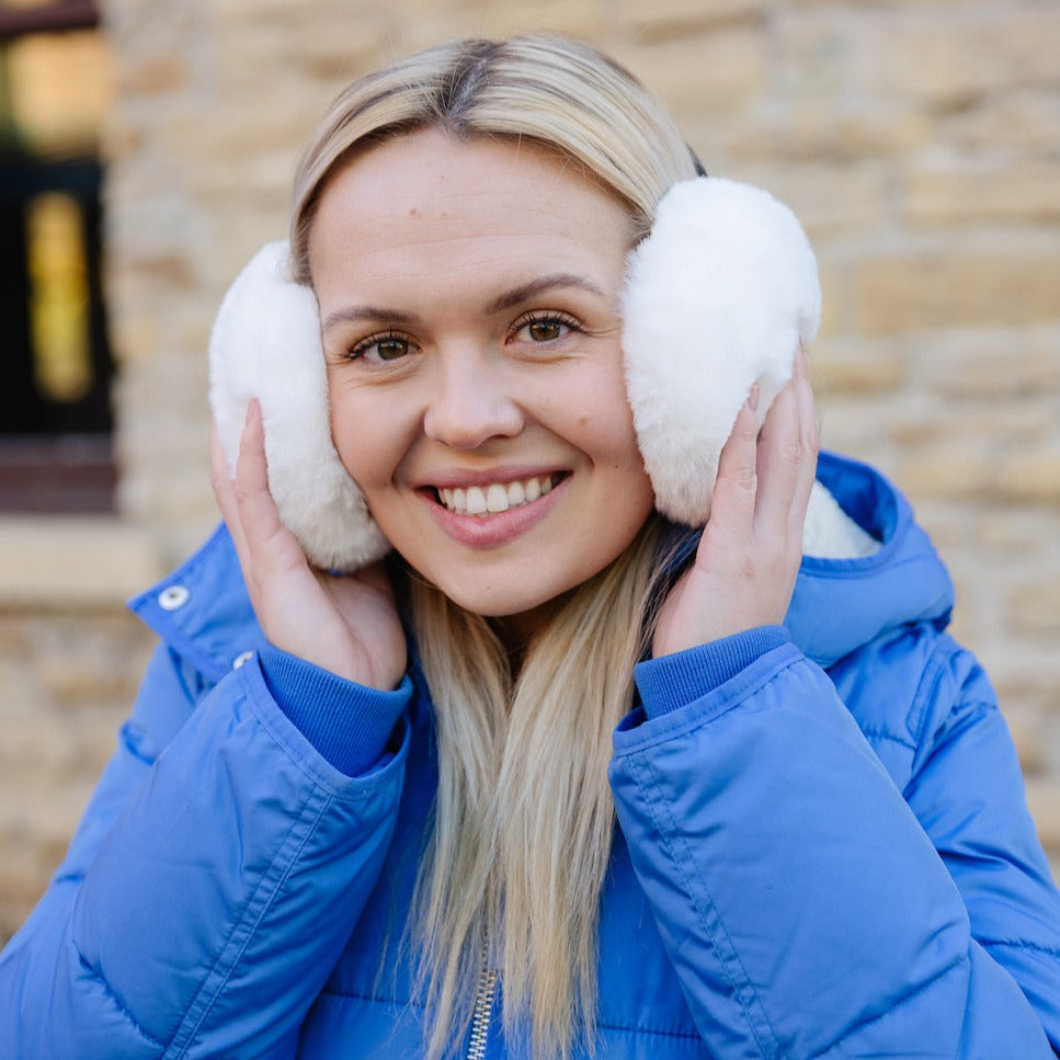 White Faux Fur Earmuffs